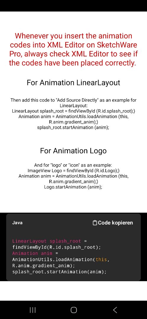 Sketchub • All Animation XML Codes Pack v1
